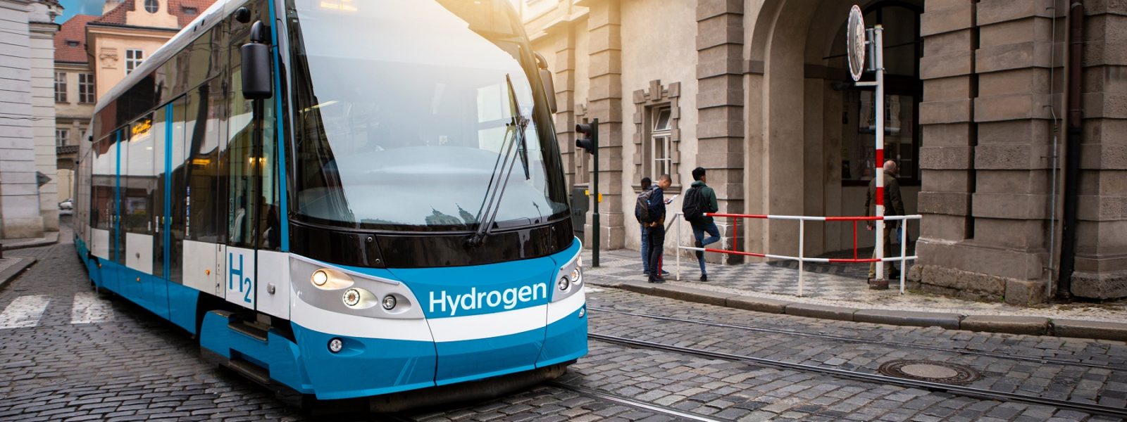 AdobeStock_411163987_A hydrogen fuel cell tram on a city street