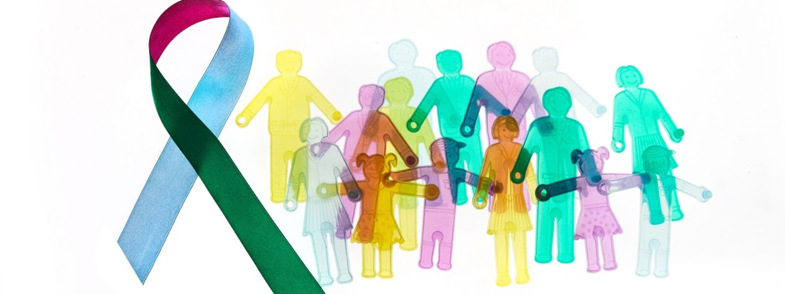 AdobeStock_482826097_Rare Disease Day Background. Colorful awareness ribbon with group of people with rare diseases.