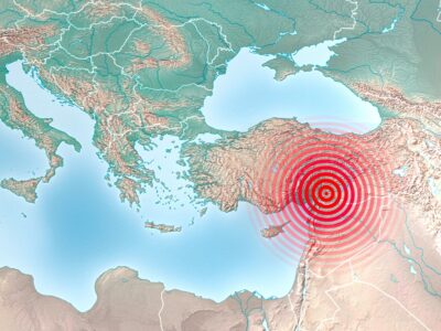 Earthquake map in Turkey and Syria, shake, elements of this imag