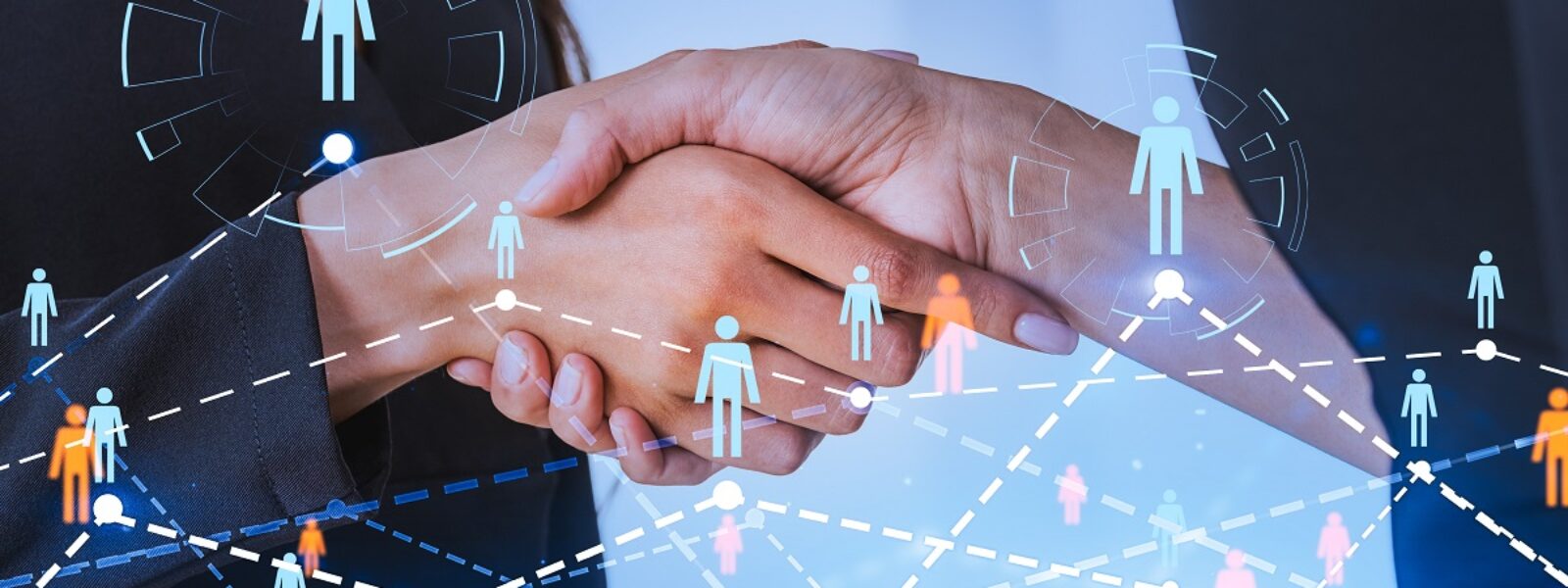 AdobeStock_480687631_Office women handshake, people icons and connection