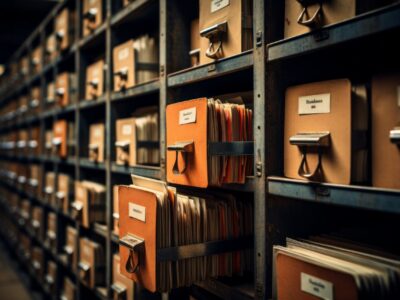 AdobeStock_658331602_Archive with card index. Background with selective focus and copy space